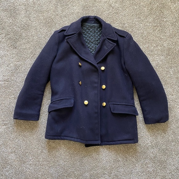 Vintage wool navy blue peacoat large - Picture 1 of 3